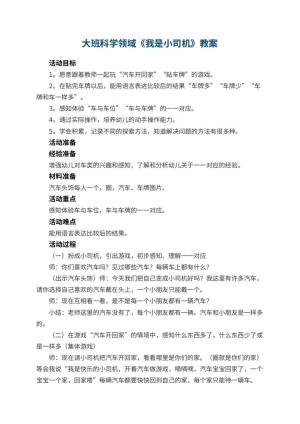 幼儿园大班科学领域教案《我是小司机》 包含反思