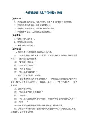 幼儿园大班健康课教案《鼻子保健操》预览
