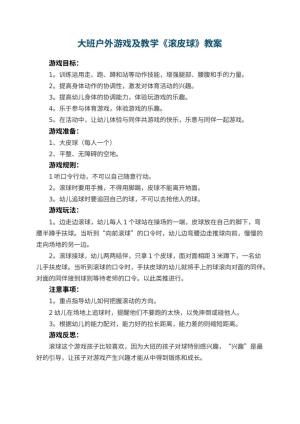 幼儿园大班户外游戏教案及教学《滚皮球》 包含反思预览