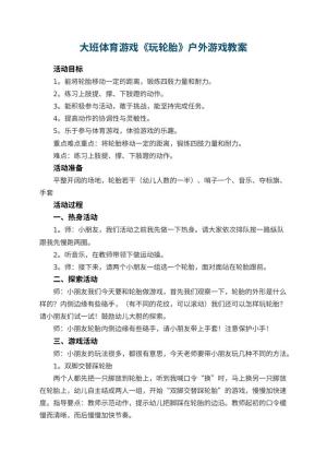 幼儿园大班体育游戏《玩轮胎》户外游戏 包含反思预览