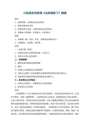 幼儿园小班语言优质课教案《太阳感冒了》 包含反思