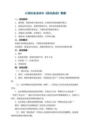幼儿园小班社会活动教案与《逛玩具店》 包含反思预览