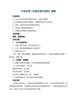 幼儿园大班主题教案《五星红旗升起来》 包含反思预览