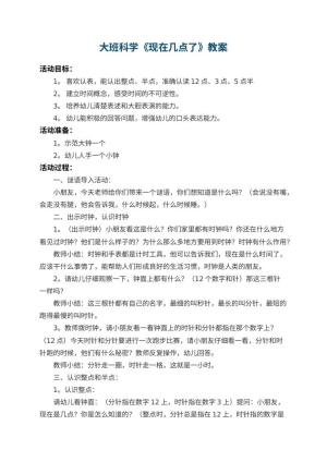 幼儿园大班科学教案《现在几点了》 包含反思预览