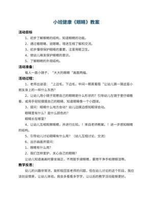 幼儿园小班健康教案《眼睛》 包含反思预览