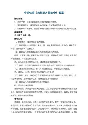 幼儿园中班体育教案《怎样玩才能安全》 包含反思预览