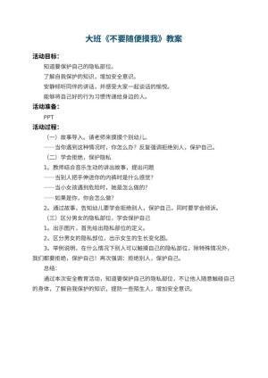 幼儿园大班教案《不要随便摸我》预览