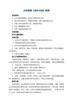 幼儿园大班健康教案《保护大脑》 包含反思预览