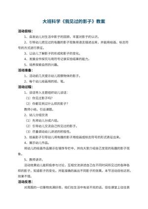 幼儿园大班科学教案《我见过的影子》 包含反思