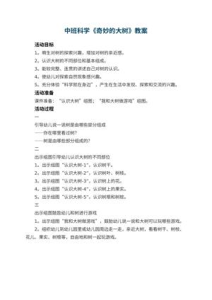 幼儿园中班科学教案《奇妙的大树》预览