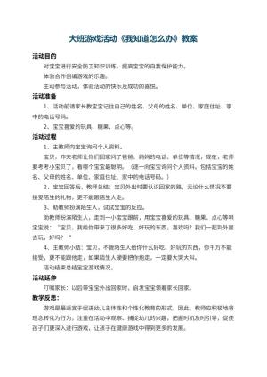 幼儿园大班游戏活动教案《我知道怎么办》 包含反思预览