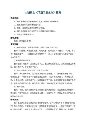 幼儿园大班安全教案《汤洒了怎么办》 包含反思预览