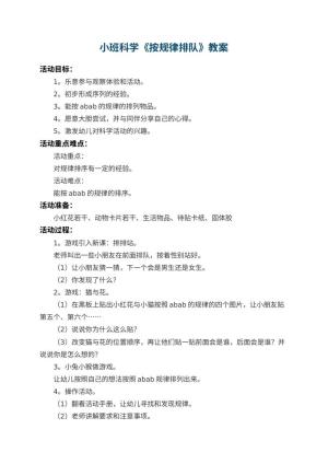 幼儿园小班科学教案《按规律排队》 包含反思预览