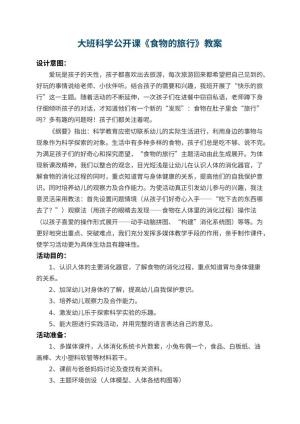 幼儿园大班科学公开课教案《食物的旅行》 包含反思预览