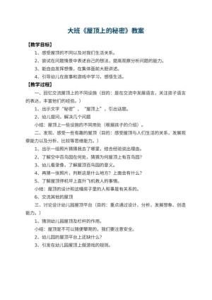 幼儿园大班教案《屋顶上的秘密》