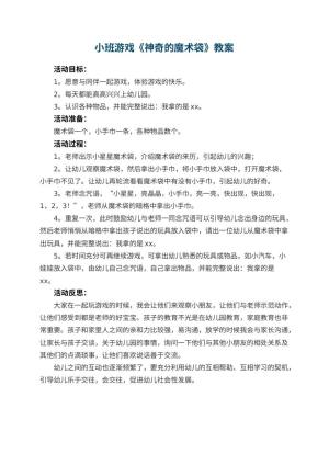 幼儿园小班游戏优秀教案《神奇的魔术袋》 包含反思预览
