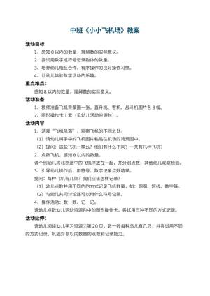 幼儿园中班教案《小小飞机场》预览