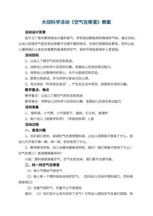 幼儿园大班科学活动教案《空气在哪里》 包含反思预览