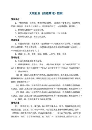 幼儿园大班社会教案《自选商场》 包含反思预览