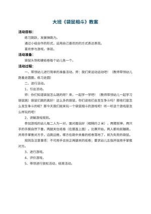 幼儿园大班教案《袋鼠相斗》