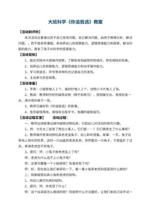 幼儿园大班科学教案《你追我逃》 包含反思预览