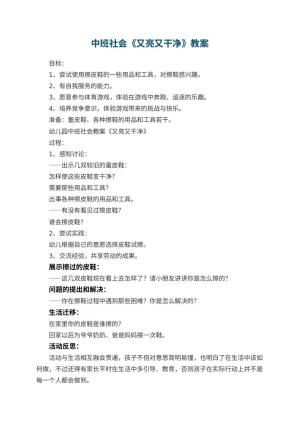 幼儿园中班社会教案《又亮又干净》 包含反思预览