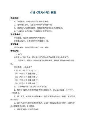 幼儿园小班教案《两只小鸟》 包含反思