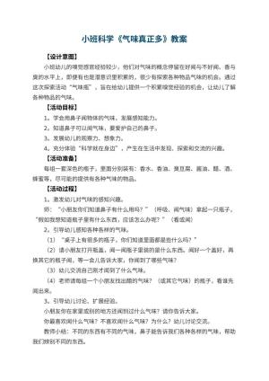 幼儿园小班科学《气味真正多》优秀教案 包含反思预览
