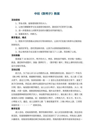 幼儿园中班教案《数鸭子》 包含反思预览