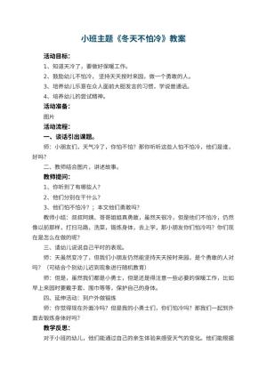幼儿园小班主题优秀教案《冬天不怕冷》 包含反思预览