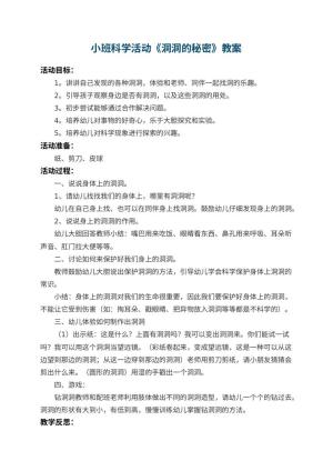 幼儿园小班科学活动教案《洞洞的秘密》 包含反思