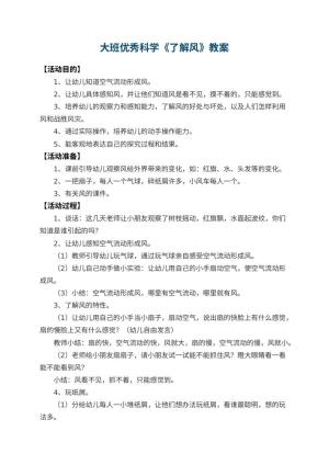 幼儿园大班优秀科学教案《了解风》 包含反思预览