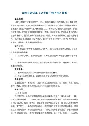 幼儿园大班主题详案教案《火灾来了我不怕》 包含反思预览