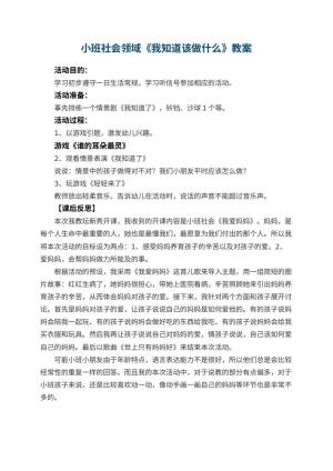 幼儿园小班社会领域教案《我知道该做什么》 包含反思预览