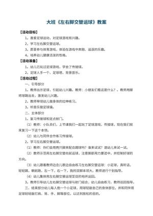 幼儿园大班教案《左右脚交替运球》 包含反思预览
