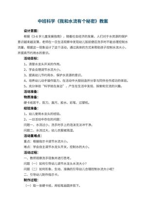 幼儿园中班科学《我和水流有个秘密》教案 包含反思