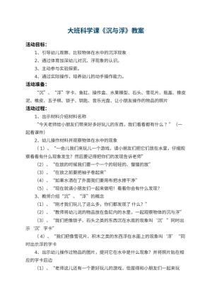 幼儿园大班科学课教案《沉与浮》 包含反思预览