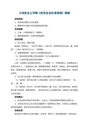 幼儿园小班安全上学期教案《安安全全玩滑滑梯》 包含反思预览