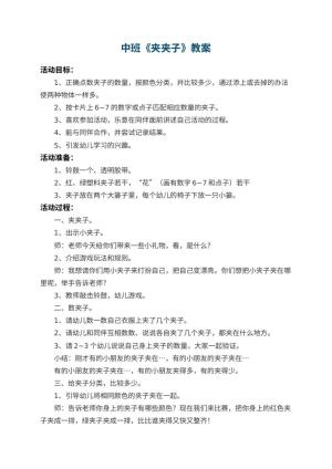 幼儿园中班教案《夹夹子》预览