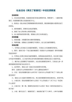 幼儿园社会活动《再见了紫藤花》中班优质教案 包含反思