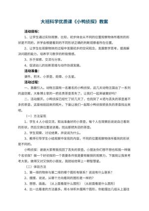 幼儿园大班科学优质课教案《小鸭侦探》 包含反思