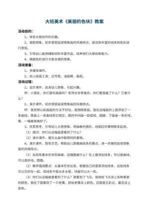 幼儿园大班美术教案《美丽的色块》 包含反思预览