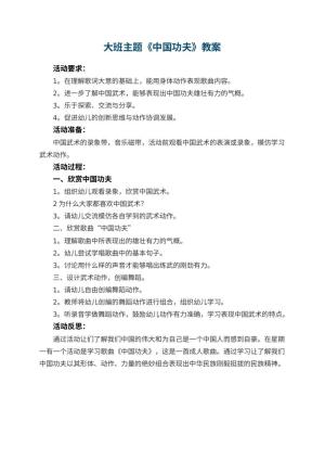 幼儿园大班主题优秀教案《中国功夫》 包含反思