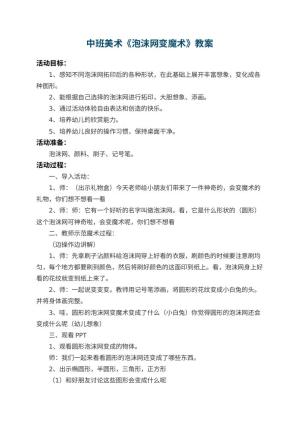 幼儿园中班美术教案《泡沫网变魔术》