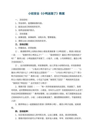 幼儿园小班安全教案《小鸭迷路了》 包含反思预览