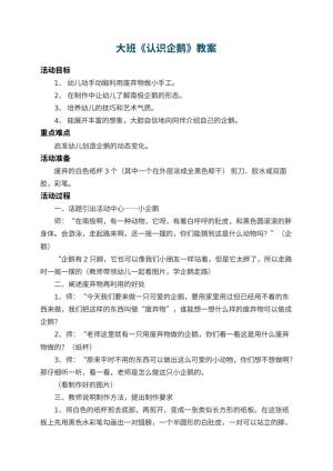 幼儿园大班教案《认识企鹅》 包含反思预览