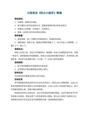 幼儿园小班安全教案《防火小能手》 包含反思预览