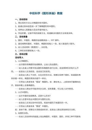 幼儿园教案中班科学《图形拼画》