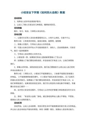 幼儿园小班安全下学期教案《如何防火自救》 包含反思预览