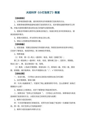 幼儿园大班科学教案《小灯泡亮了》预览